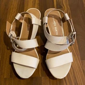 White Franco Sarto Platform Wedges